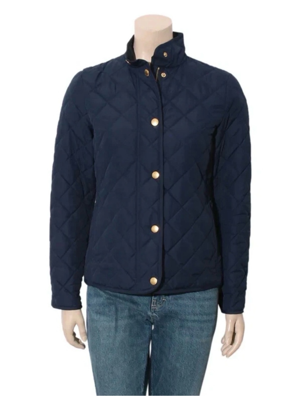 Lauren Ralph Lauren Navy Quilted Snap-Front Puffer Jacket